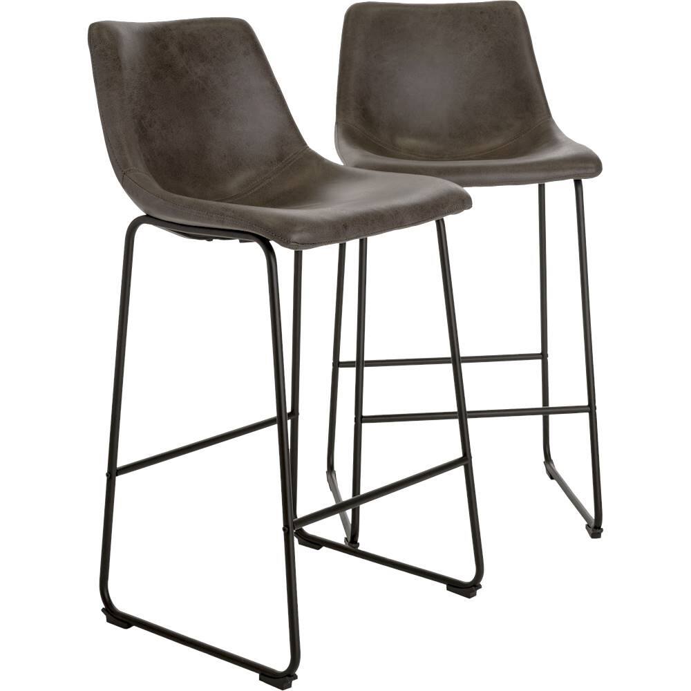Front. Finch - Jackson Microfiber Cafe Bar Stools (Set of 2) - Brown.