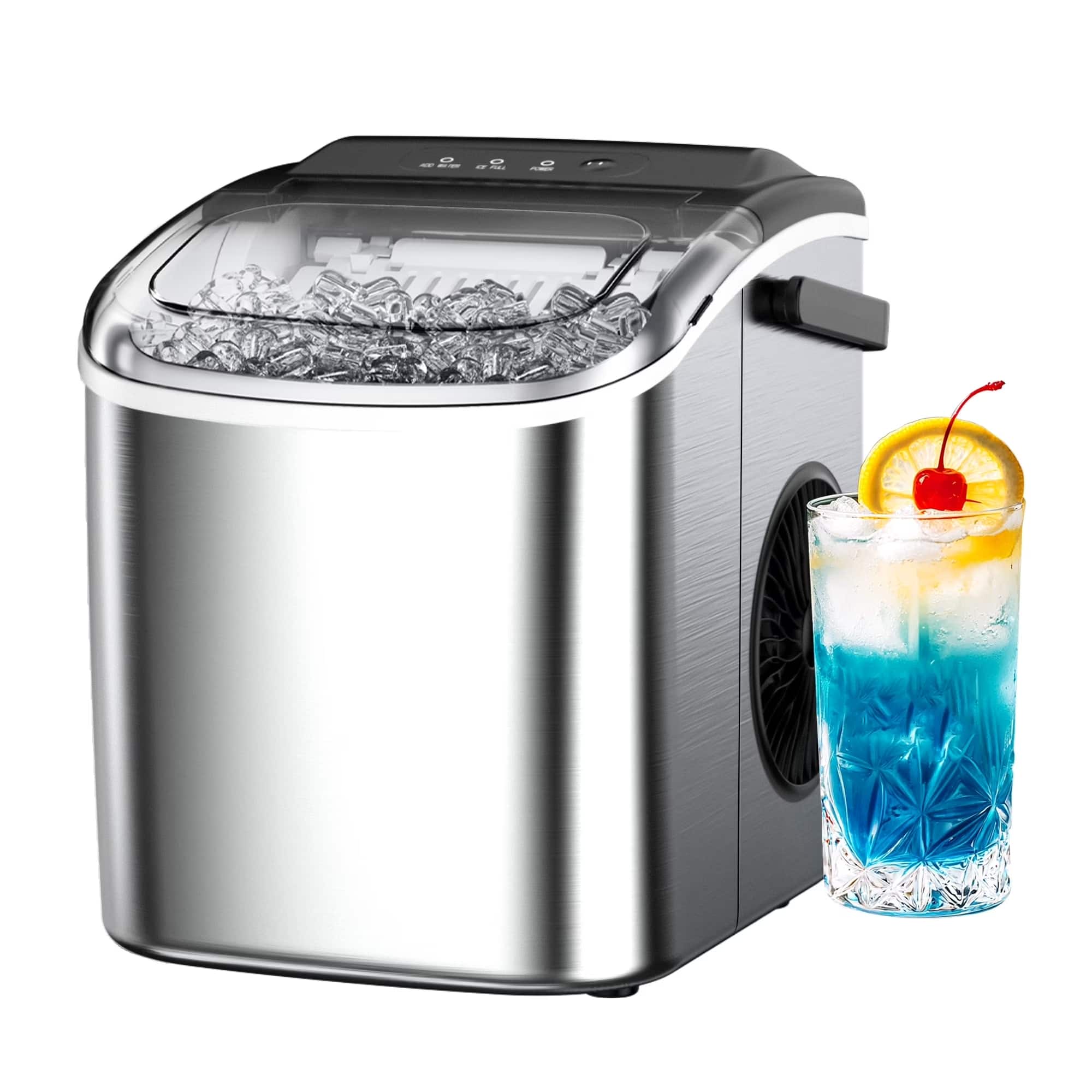 Front. SIMZLIFE - 26 lbs/24H Countertop Ice Maker - 9 Bullet-Shaped Ice in 6 Minutes, One-Button Control, Auto-Cleaning Feature - Silver.