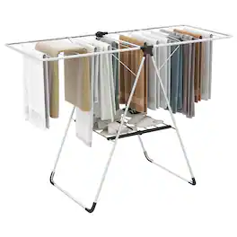 Gymax - 2-Tier Laundry Drying Rack w/ Adjustable Wings Height Foot Pad Aluminum Frame - Silver
