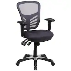 Front. Emma + Oliver - Mid-Back Mesh Triple Paddle Swivel Ergonomic Office Chair with Adjustable Arms - Dark Gray/Black Frame.
