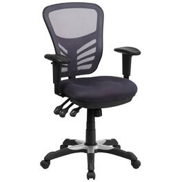 Emma + Oliver - Mid-Back Mesh Triple Paddle Swivel Ergonomic Office Chair with Adjustable Arms - Dark Gray/Black Frame