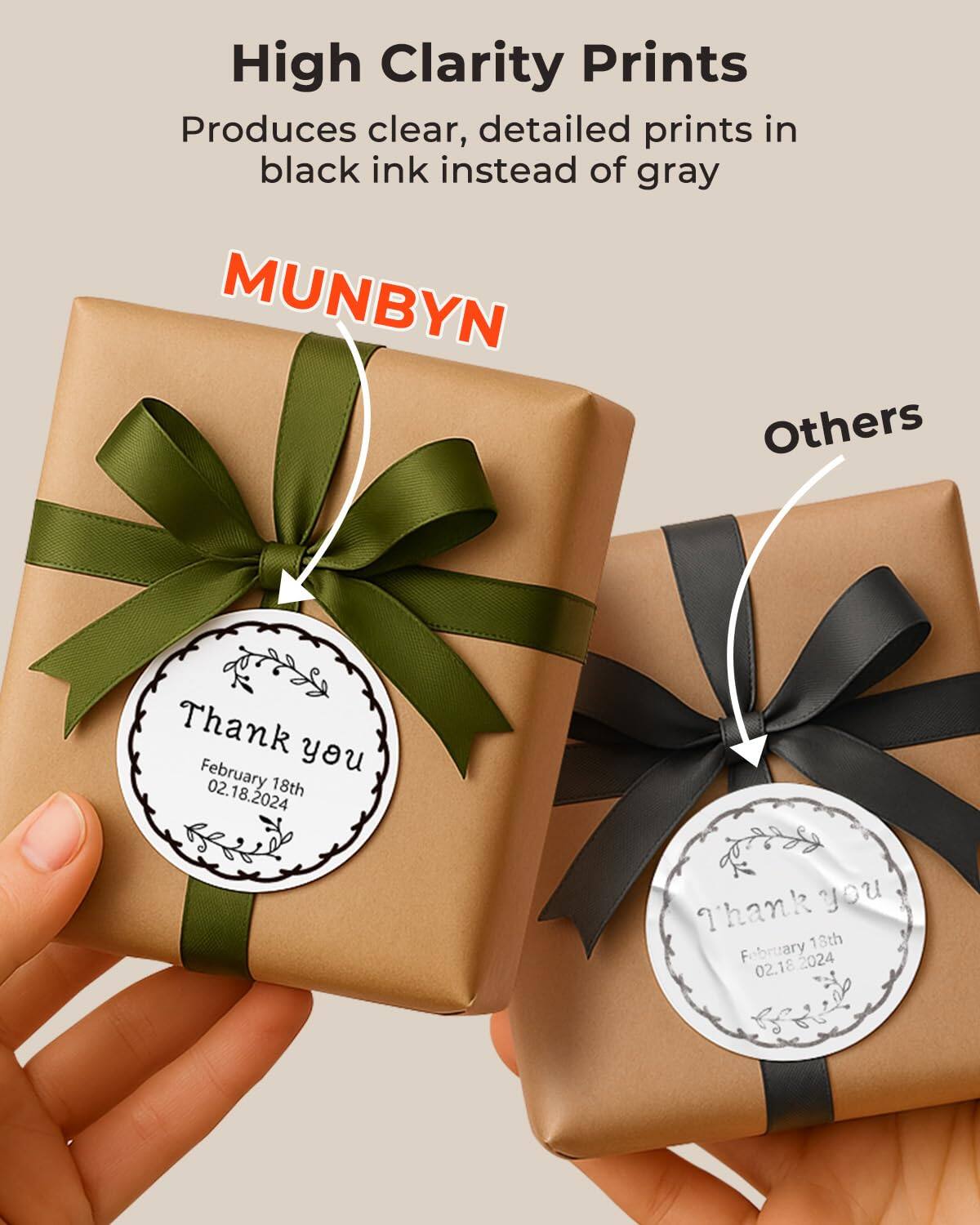 High Clarity Prints, Produces clear, detailed prints in black ink instead of gray, MUNBYN, Others, Thank you, February 18th, 02.18.2024, 2024