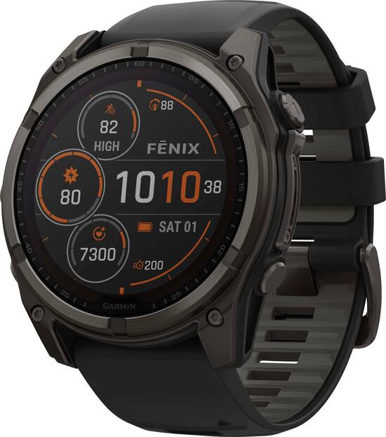 Garmin f nix 8 Solar Sapphire GPS Smartwatch 51mm Fiber reinforced polymer Carbon Gray DLC Titanium 010 02907 10 Best Buy