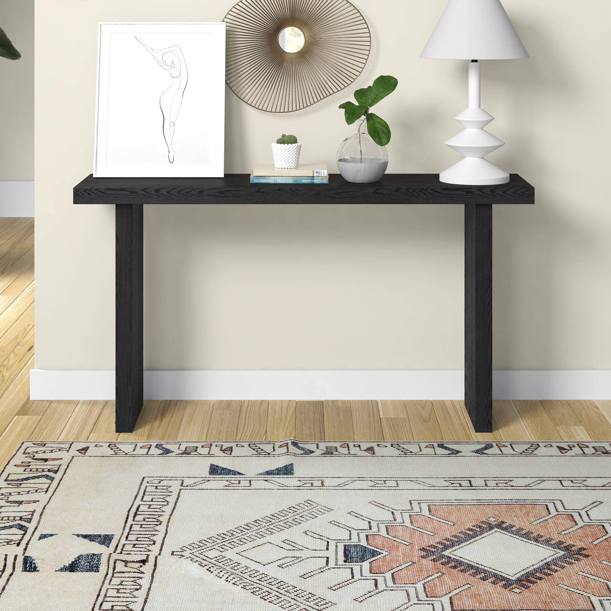 Alt View 4. Hudson&Canal - Soren 55" Wide Rectangular Fluted Console Table - Black.