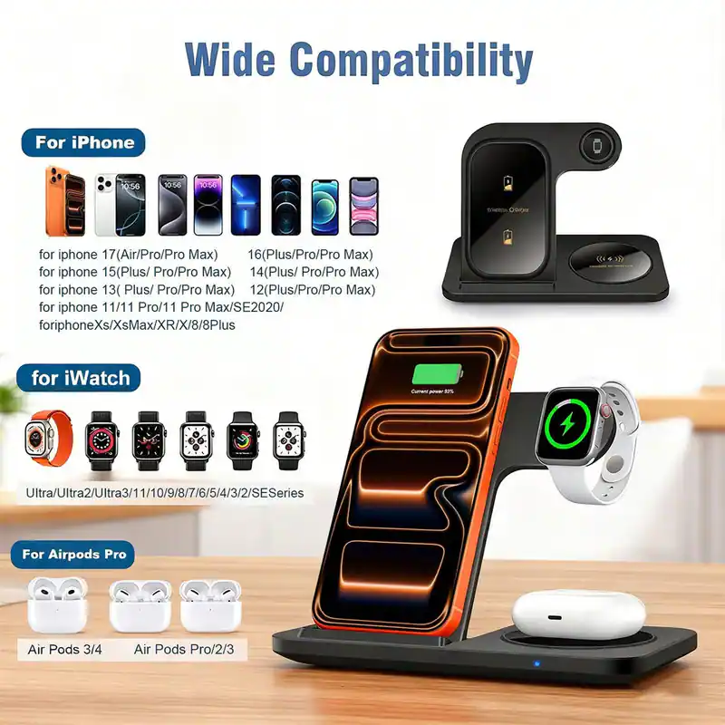 Wide Compatibility

For iPhone
- iPhone 17 (Air/Pro/Pro Max)
- iPhone 16 (Plus/Pro/Pro Max)
- iPhone 15 (Plus/Pro/Pro Max)
- iPhone 14 (Plus/Pro/Pro Max)
- iPhone 13 (Plus/Pro/Pro Max)
- iPhone 12 (Plus/Pro/Pro Max)
- iPhone 11/11 Pro/11 Pro Max/SE2020
- iPhone Xs/XsMax/XR/X/8/8Plus

For iWatch
- Ultra/Ultra2/Ultra3/11/10/9/8/7/6/5/4/3/2/SE Series

For Airpods Pro
- Air Pods 3/4
- Air Pods Pro/2/3