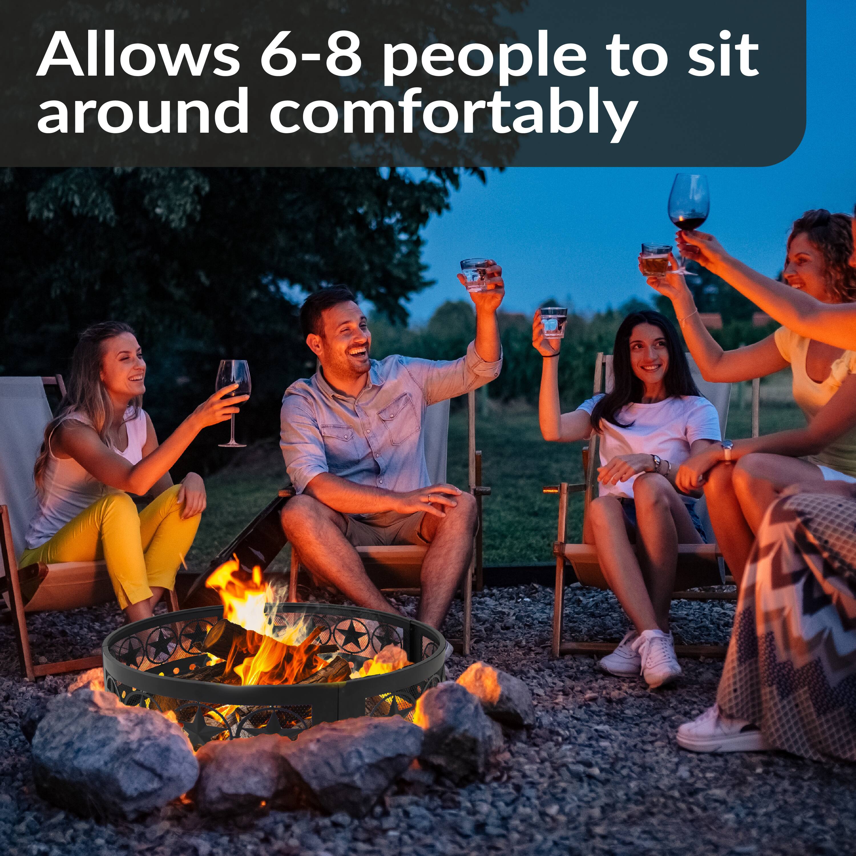 Allows 6-8 people to sit around comfortably