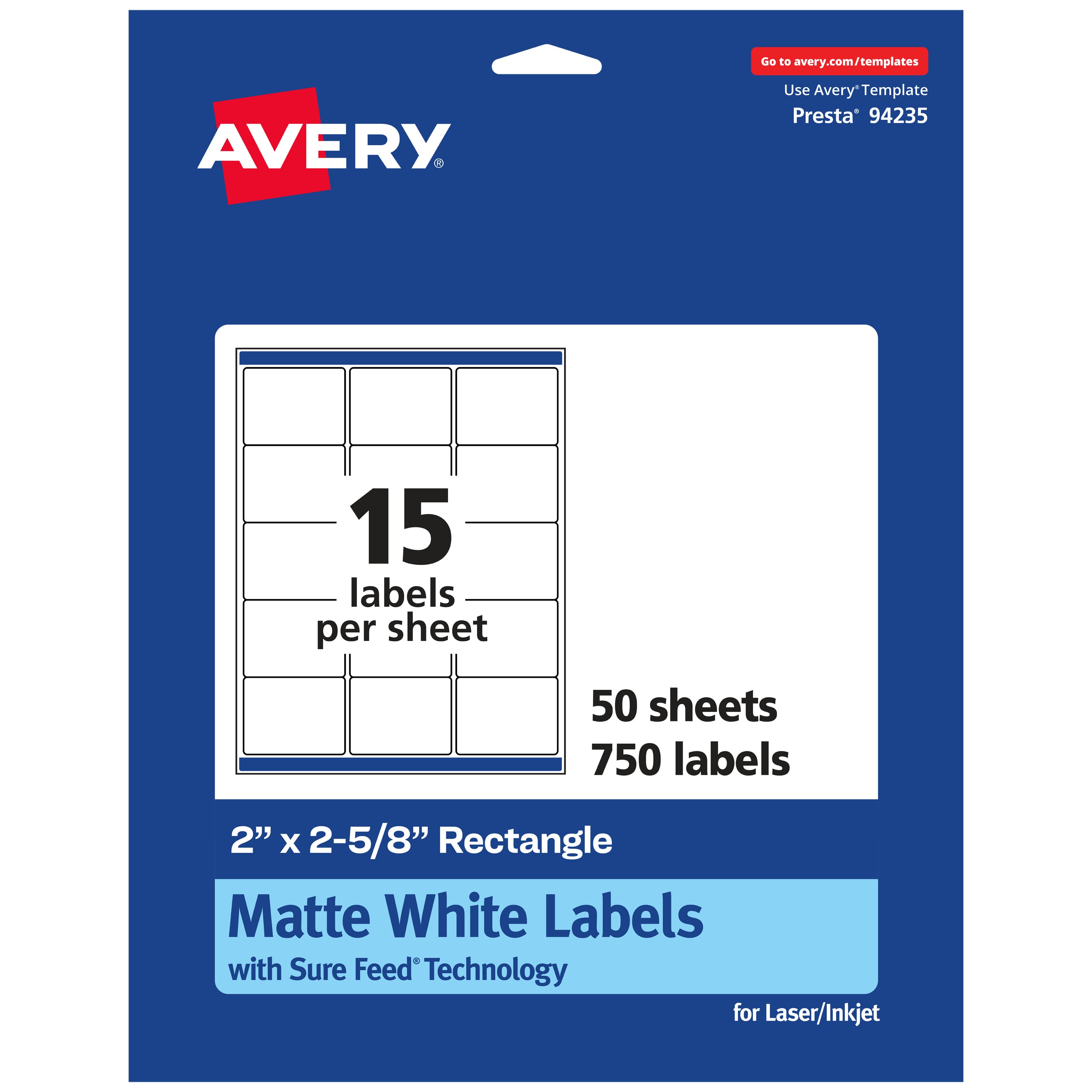 "Avery - Matte Rectangle Labels, 2"" x 2-5/8"", 750 Labels - White" price history on PriceWatchPro
