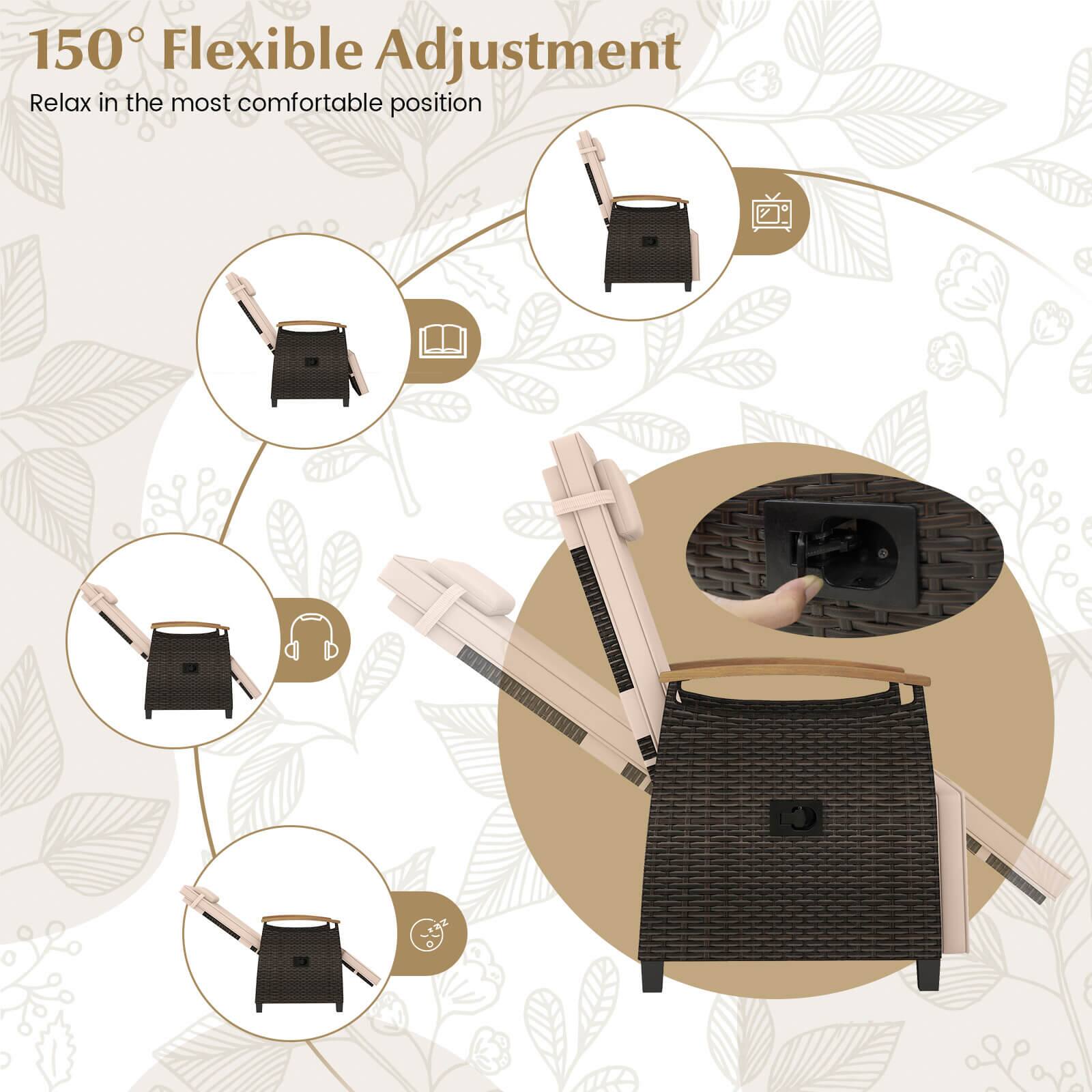 150° Flexible Adjustment  
Relax in the most comfortable position