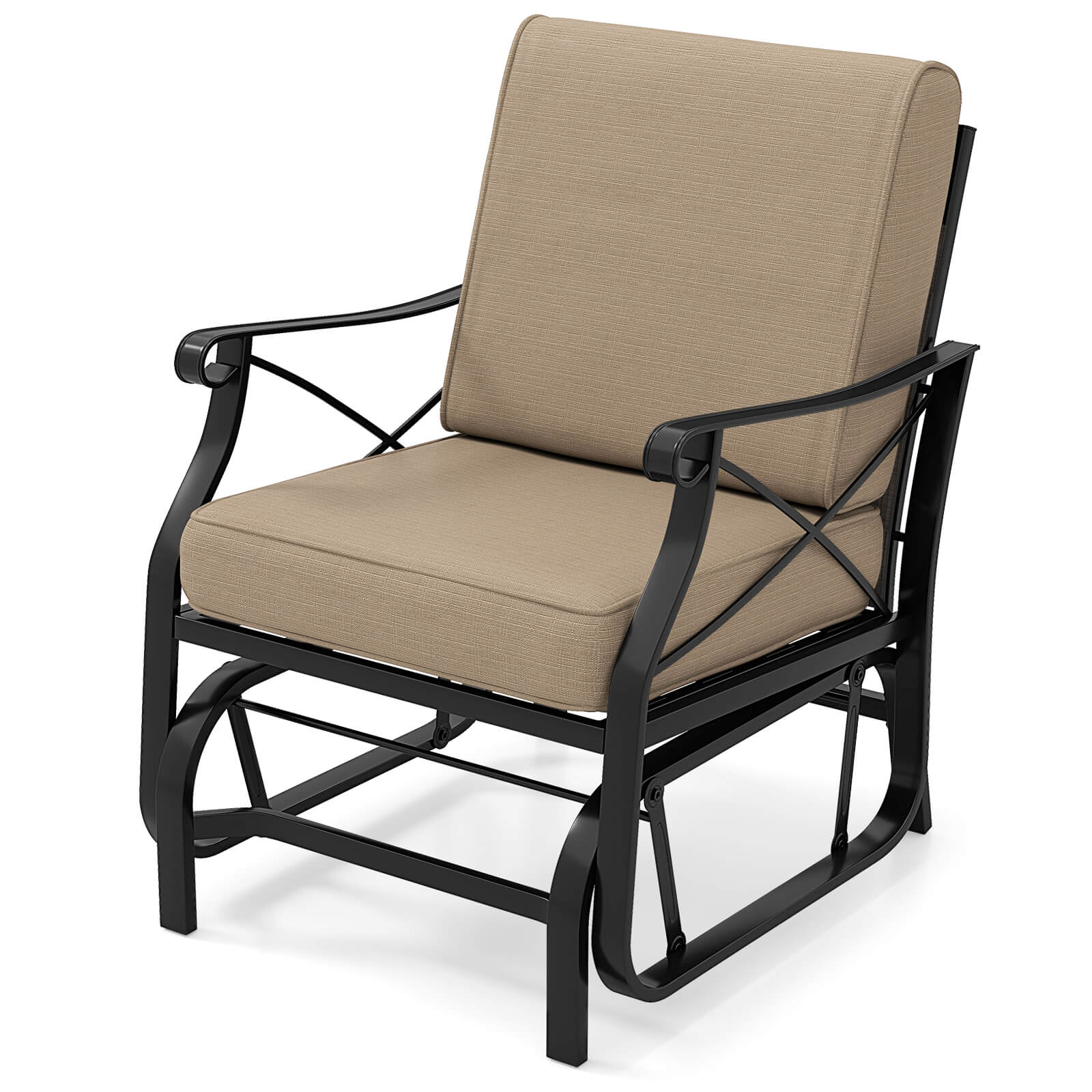 Alt View 1. Costway - Costway 1 PCS Outdoor Glider Rocking Chair Patio Gliding Chair Furniture with Metal Frame - Black,Brown.