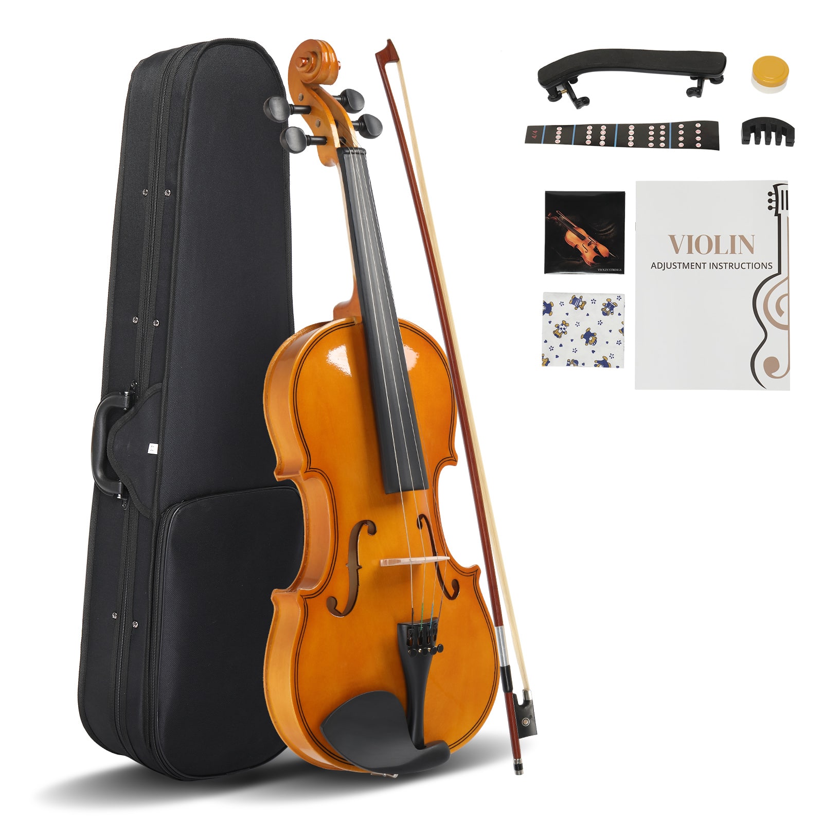 Winado - 1/8 Acoustic Violin Basswood Full Sent Case Bow Rosin for Student Gift