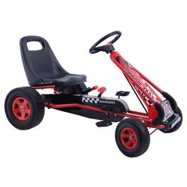 SlickBlue - 4-Wheel Kids Pedal Go Kart Ride-On Racer for Outdoor Fun - Red