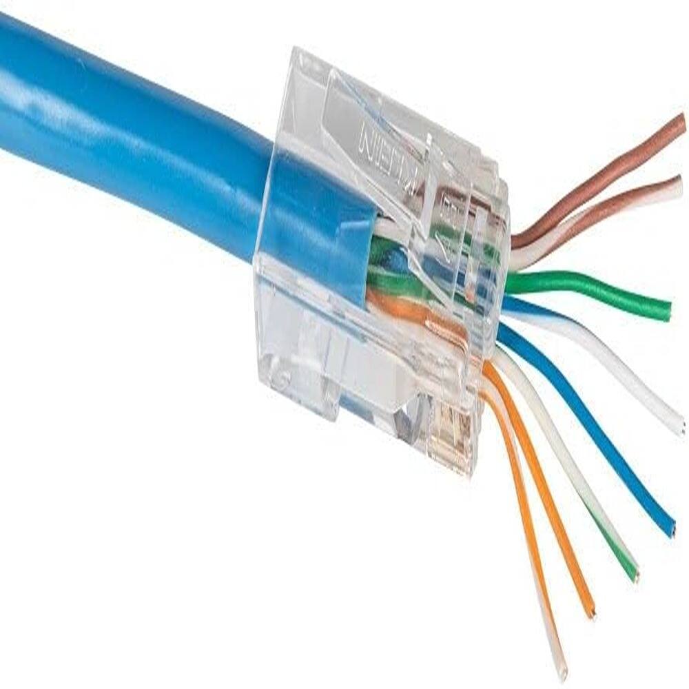 Back. ACJPR - RJ45 Cat6 Pass-Through Connectors 50-Pack, Gold-Plated.