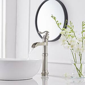 Alt View 2. Boyel Living - Waterfall Single Hole Single-Handle Vessel Bathroom Faucet with Pop-up Drain in Brushed Nickel - Brushed Nickel.