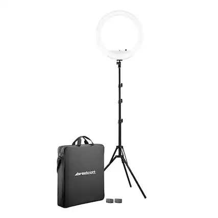 Front. Westcott - Westcott 18-inch Bi-Color LED Ring Light Kit with Batteries and Stand.