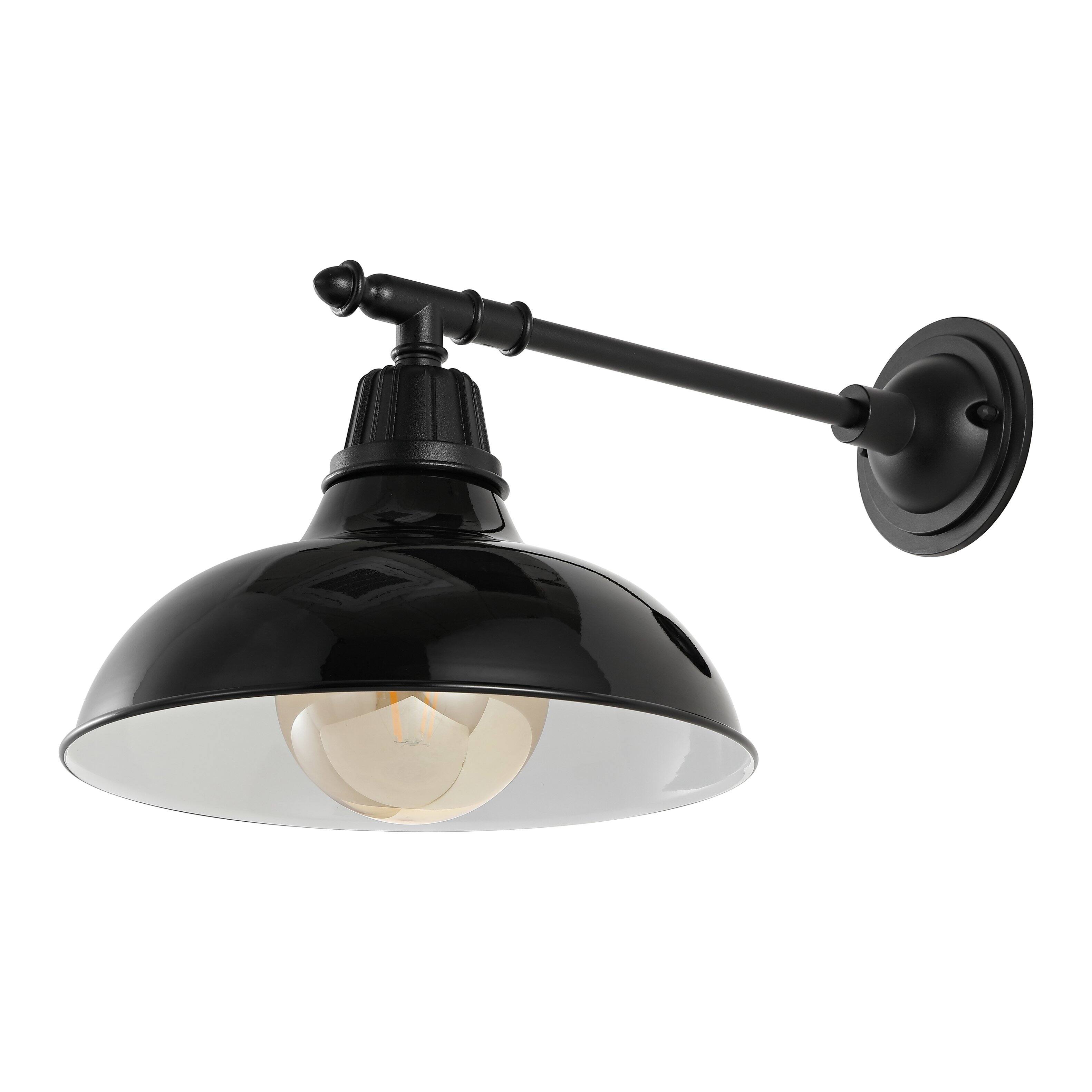 Alt View 5. Jonathan Y - Wallace 12.25" 1-Light Farmhouse Industrial Indoor/Outdoor Iron LED Victorian Arm Outdoor Sconce, Black - Black.