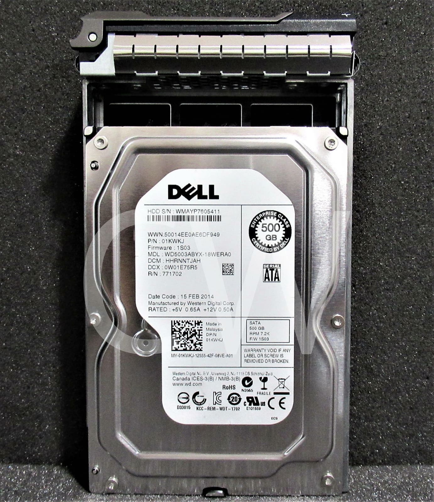 Dell - 1KWKJ WD5003ABYX 500GB 7.2K RPM 3Gb/s 3.5" SATA HDD R710 R720 R730 R730XD