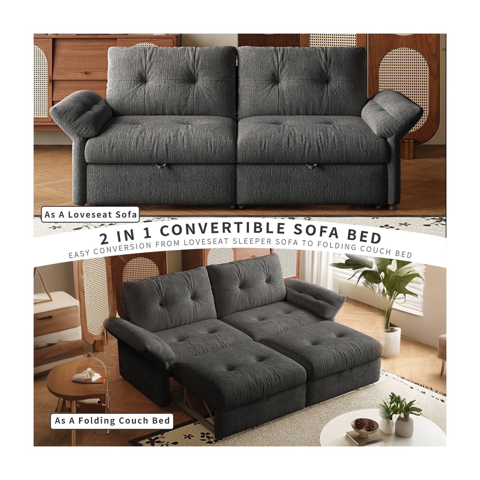 As a Loveseat Sofa

2 IN 1 CONVERTIBLE SOFA BED

EASY CONVERSION FROM LOVESEAT SLEEPER SOFA TO FOLDING COUCH BED

As a Folding Couch Bed