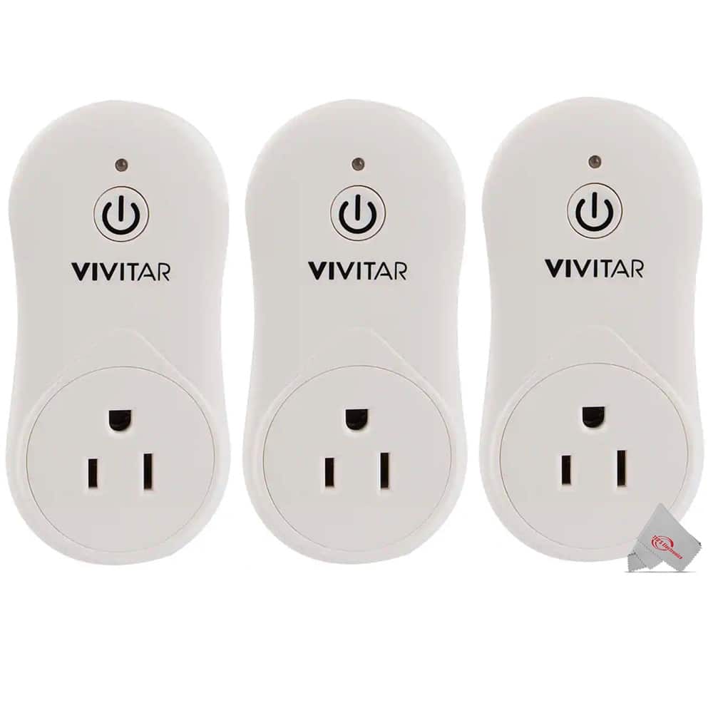 Vivitar - 3x Smart Home Wi-Fi Outlet, USB Port Compatible with Alexa and Google Home No Hub Required - White