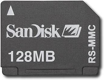 Front Standard. SanDisk - 128MB Reduced Size MultiMediaCard.