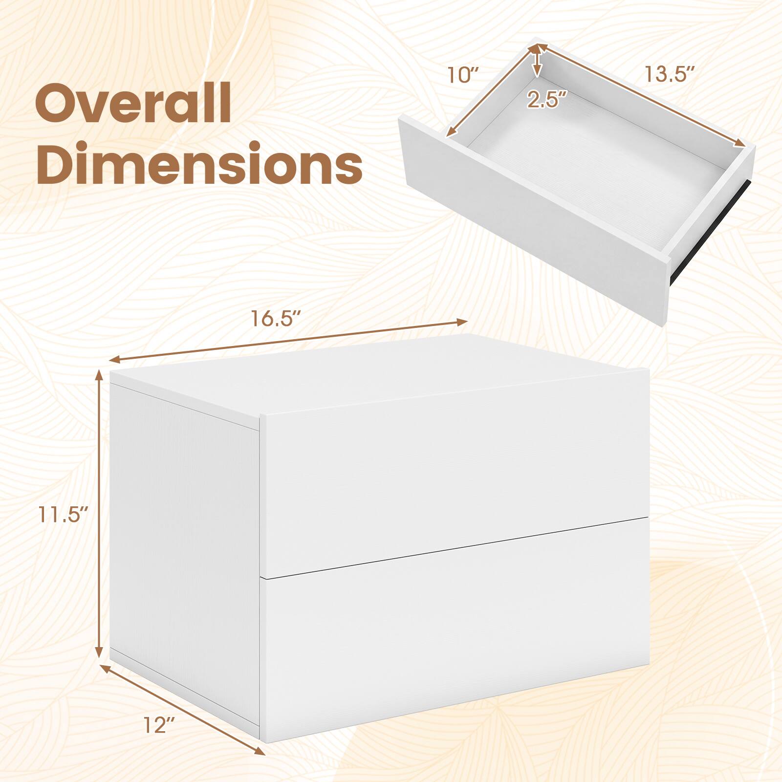 Overall Dimensions: 10" x 13.5" x 16.5" x 11.5" x 12"