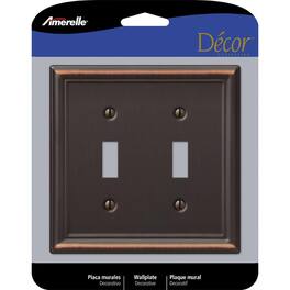 AMERELLE - Chelsea Aged 2 gang Stamped Steel Toggle Wall Plate 1 pk - Bronze