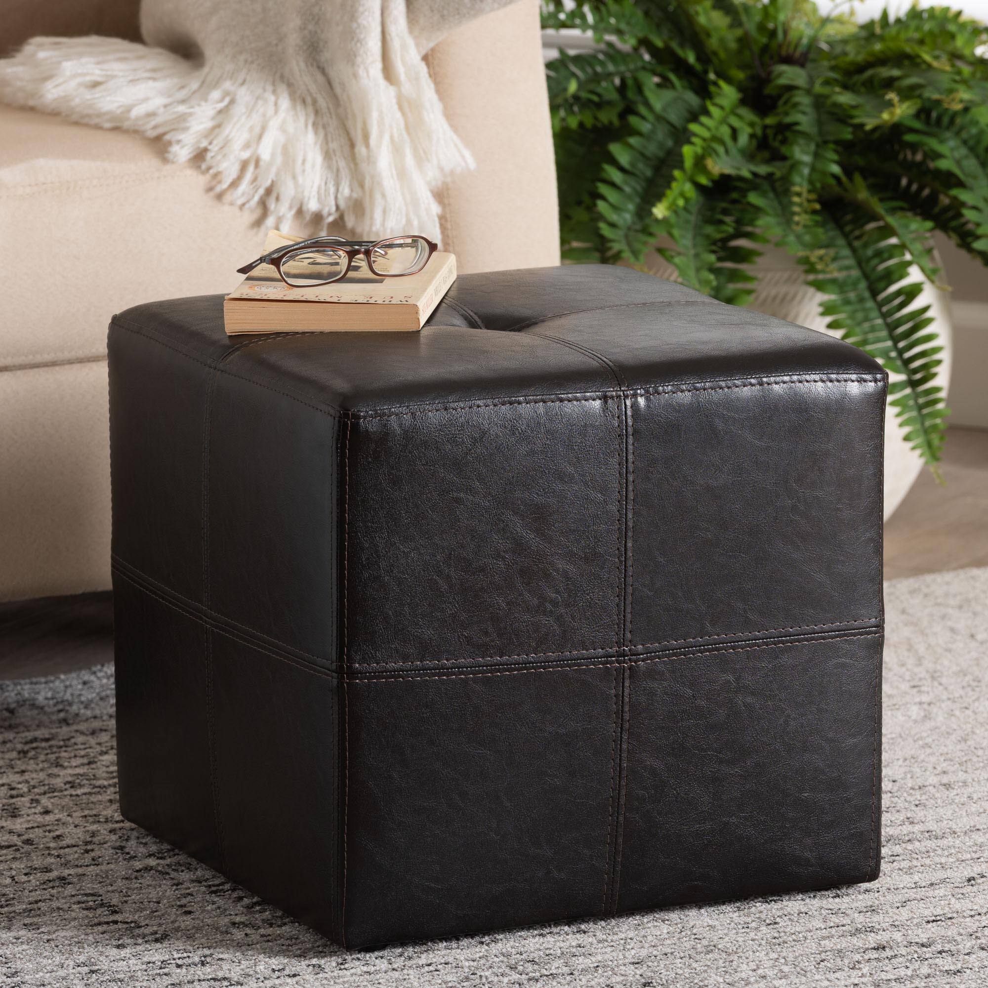 Alt View 2. Baxton Studio - Nox Ottoman - Dark Brown.