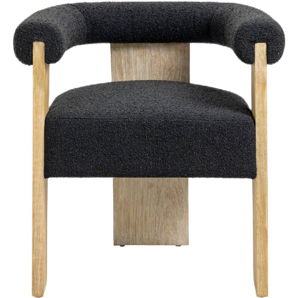 Alt View 3. Meridian Furniture - Barrel Black Boucle Fabric Dining Chair - Black.