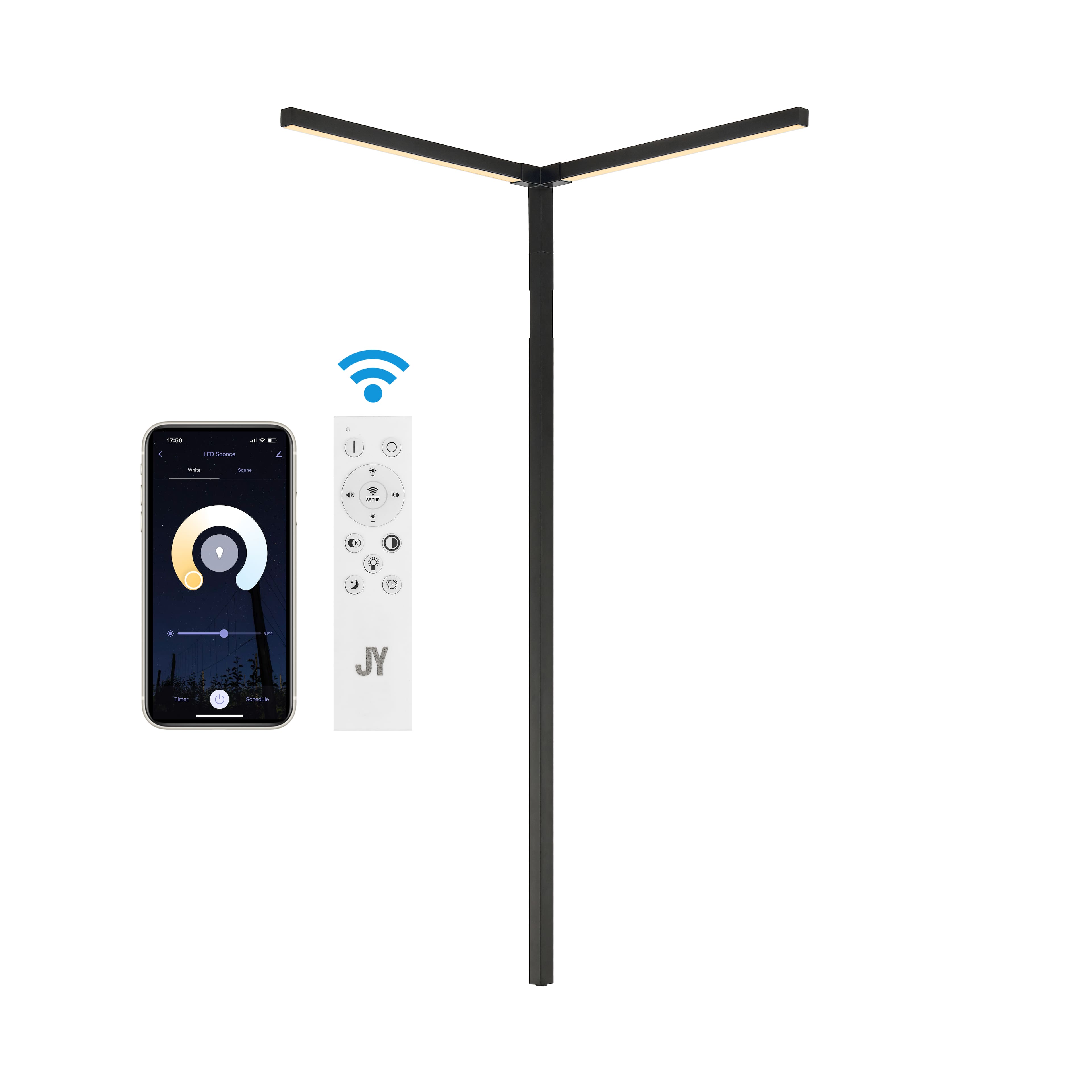 "Jonathan Y - Madsen 18.25"" 2-Light Modern Iron Integrated Plug-In LED Sconce for Ceiling Corner with App/Remote Controllers - Black" price history on PriceWatchPro