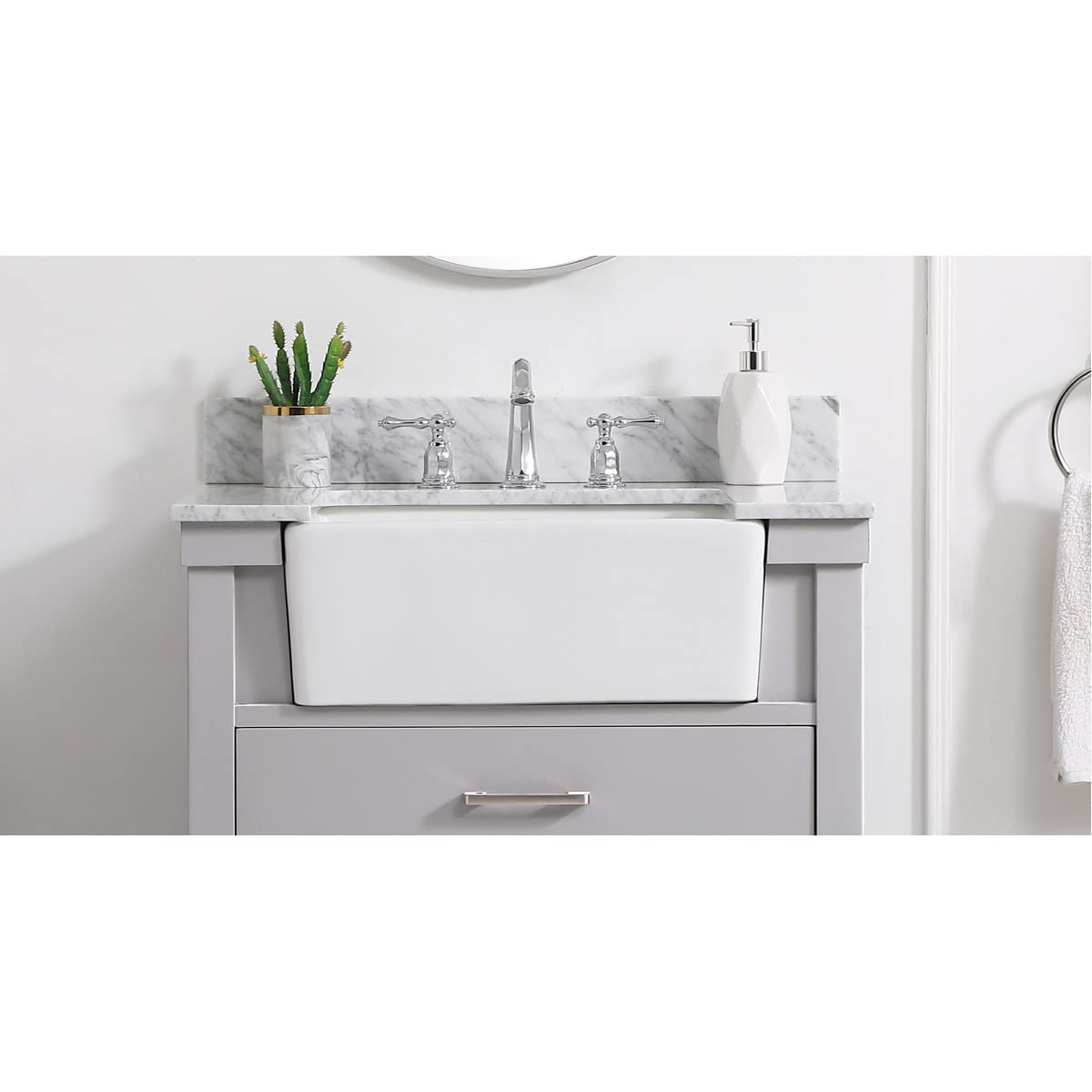 Angle. Elegant Kitchen and Bath - 30 inch backsplash in carrara white - Carrara White.