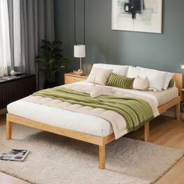Kadyn - Platform Bed Frame, Bedroom Bed Frame,Queen Size Wood Bed Frame with Wooden Slats Support and Rubber Wood Legs-Natural - Beige