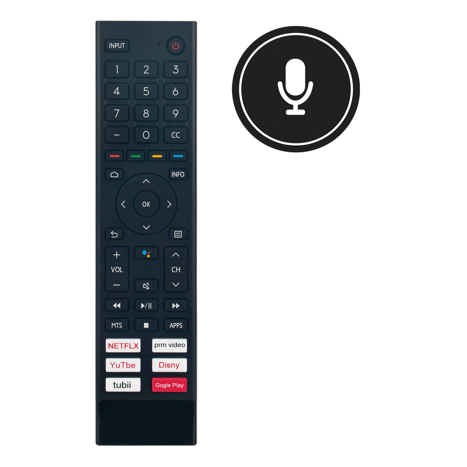 WINFLIKE - ERF3AA80 Replacement Voice Remote Control fit for Hisense Smart TV A4 Series LED TV 32A4H 40A4H - Black
