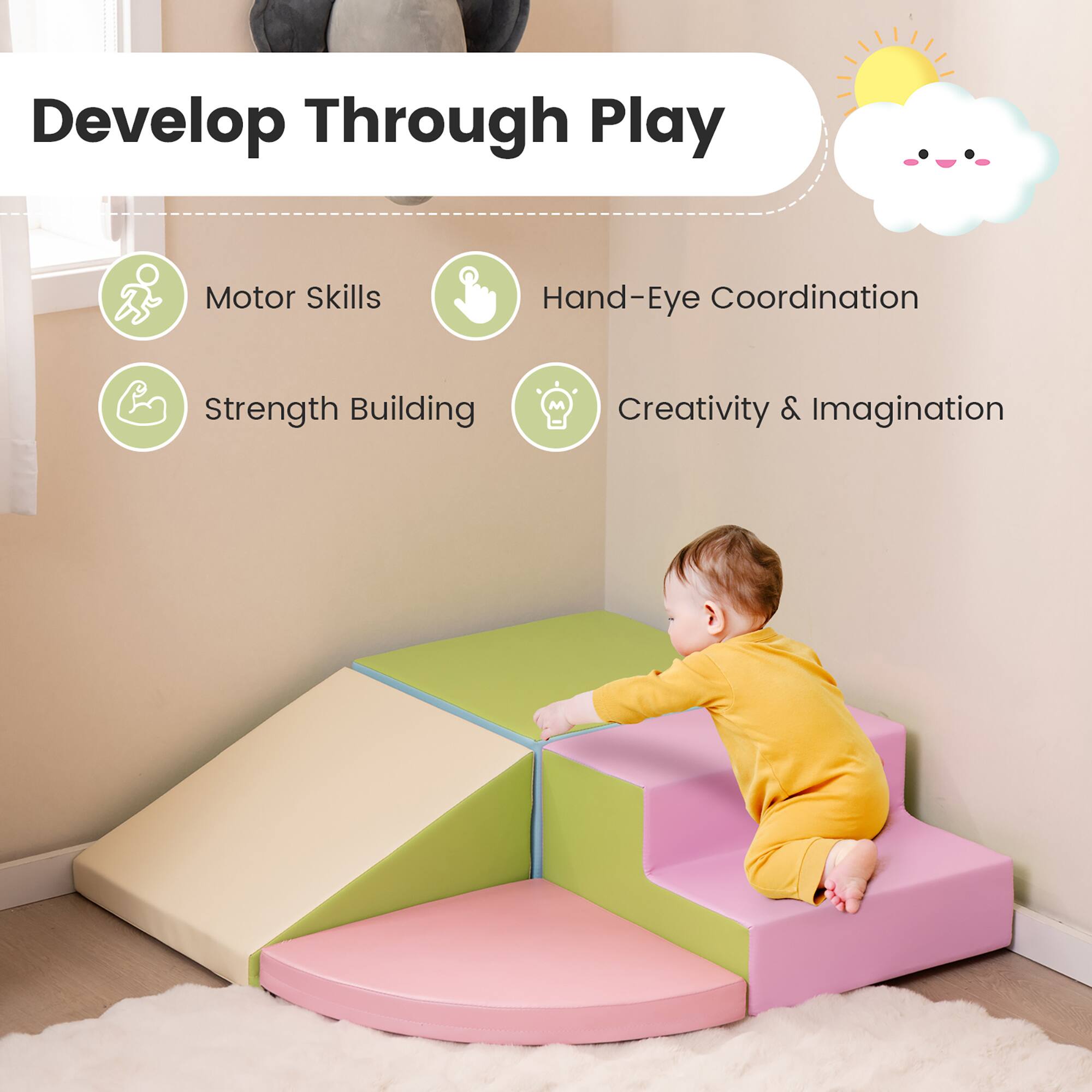 Develop Through Play

- Motor Skills
- Hand-Eye Coordination
- Strength Building
- Creativity & Imagination
