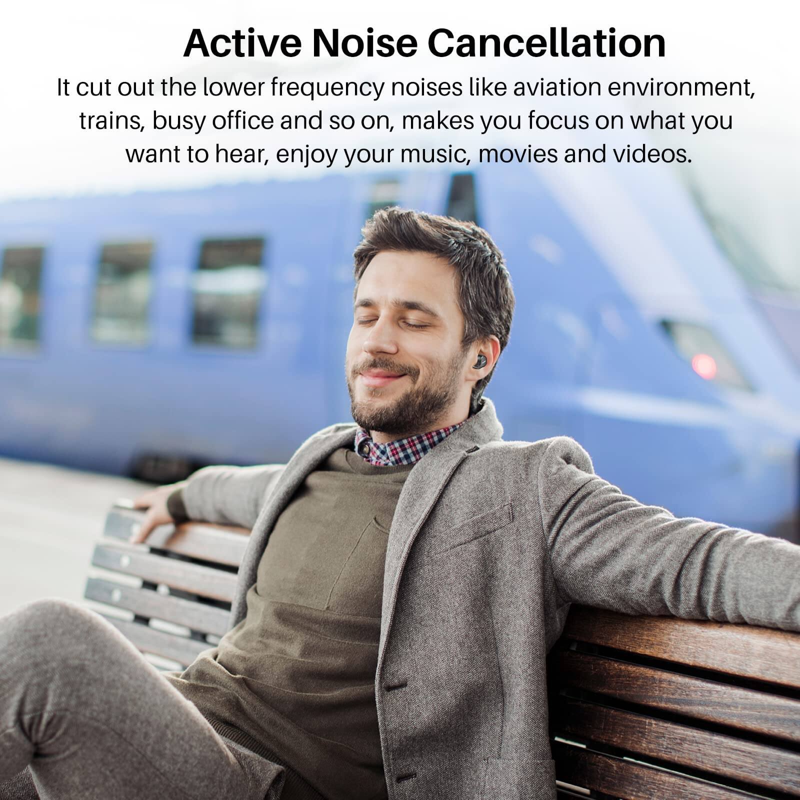 Active Noise Cancellation

It cuts out the lower frequency noises like aviation environment, trains, busy office and so on, makes you focus on what you want to hear, enjoy your music, movies and videos.