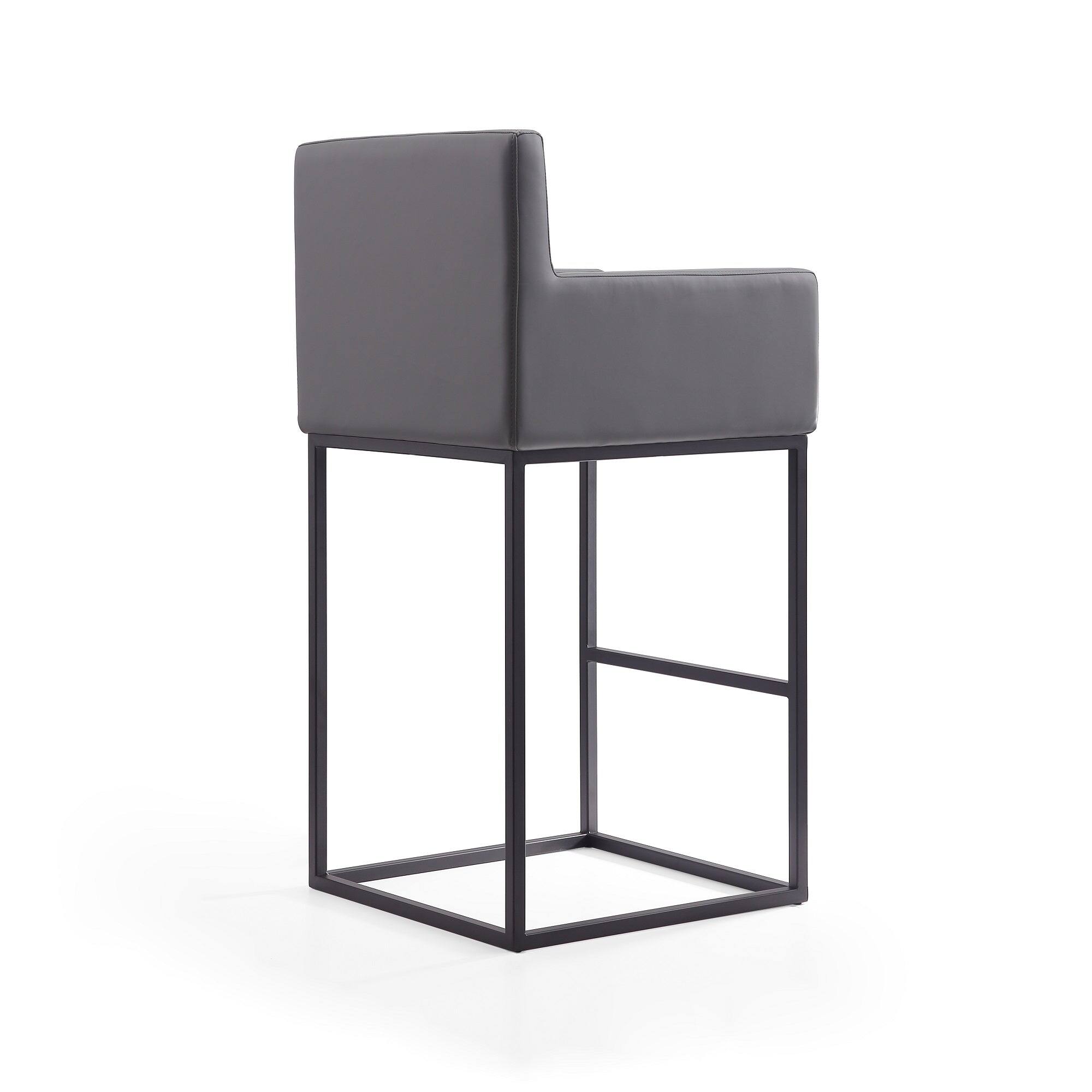 Alt View 2. Manhattan Comfort - Ambassador Mid-Century Modern Metal Upholstered Barstool - Gray.