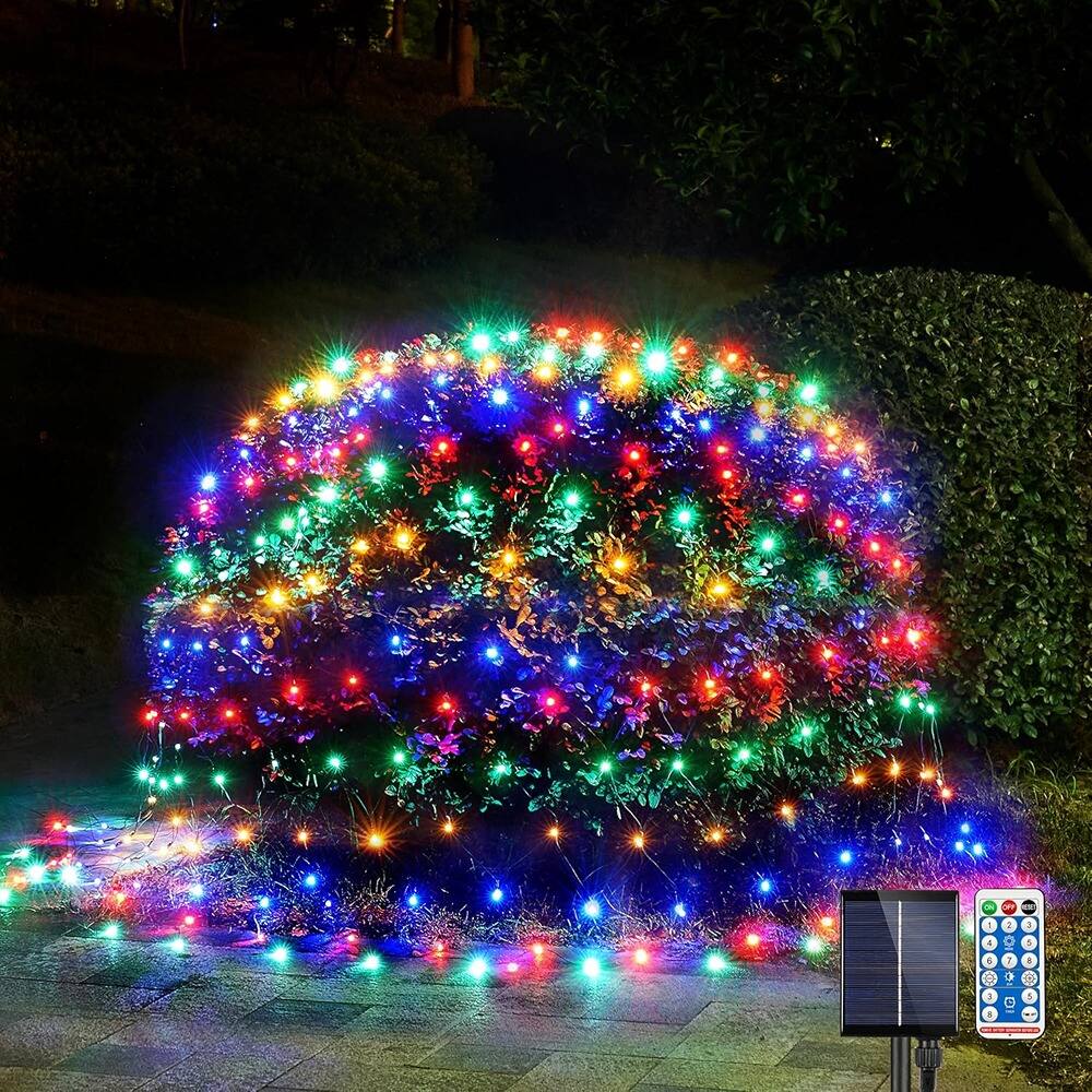 MOSZAR LLC - Outdoor 200LED Christmas net lights measuring 8.4 x 5.2 feet, featuring a remote - Multicolor