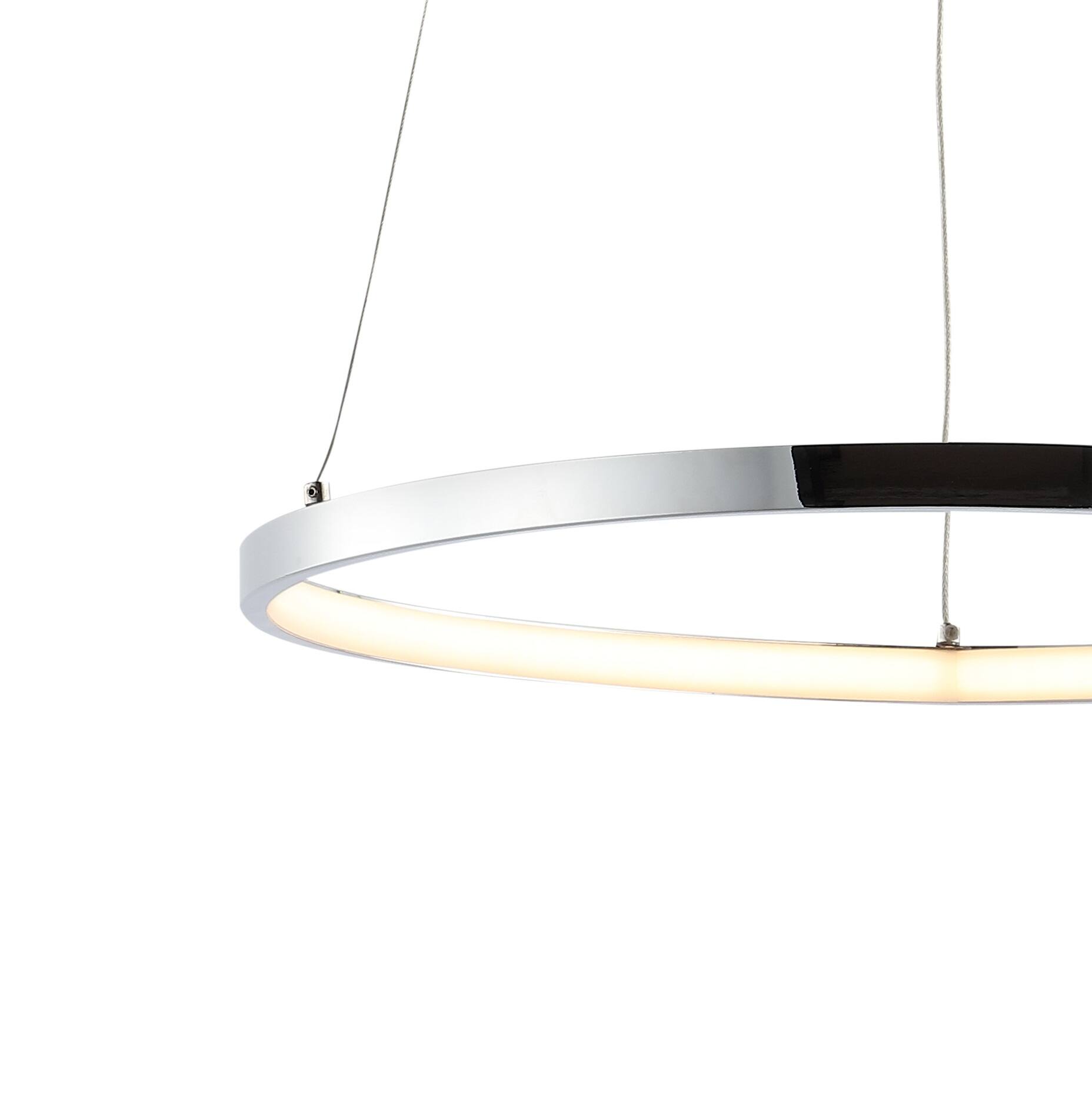 Alt View 4. Jonathan Y - Brice 15.75" Modern Contemporary Metal Round Integrated LED Pendant, Chrome - Chrome.