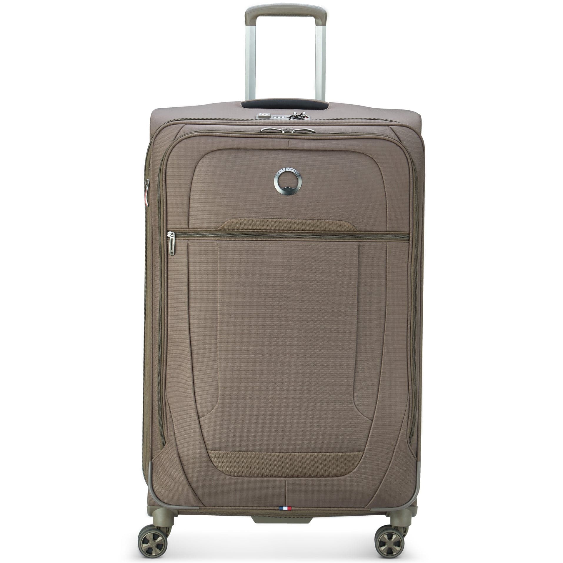 Front. Delsey - Delsey Helium DLX Checked Expandable Spinner - 29arge - Mocha.