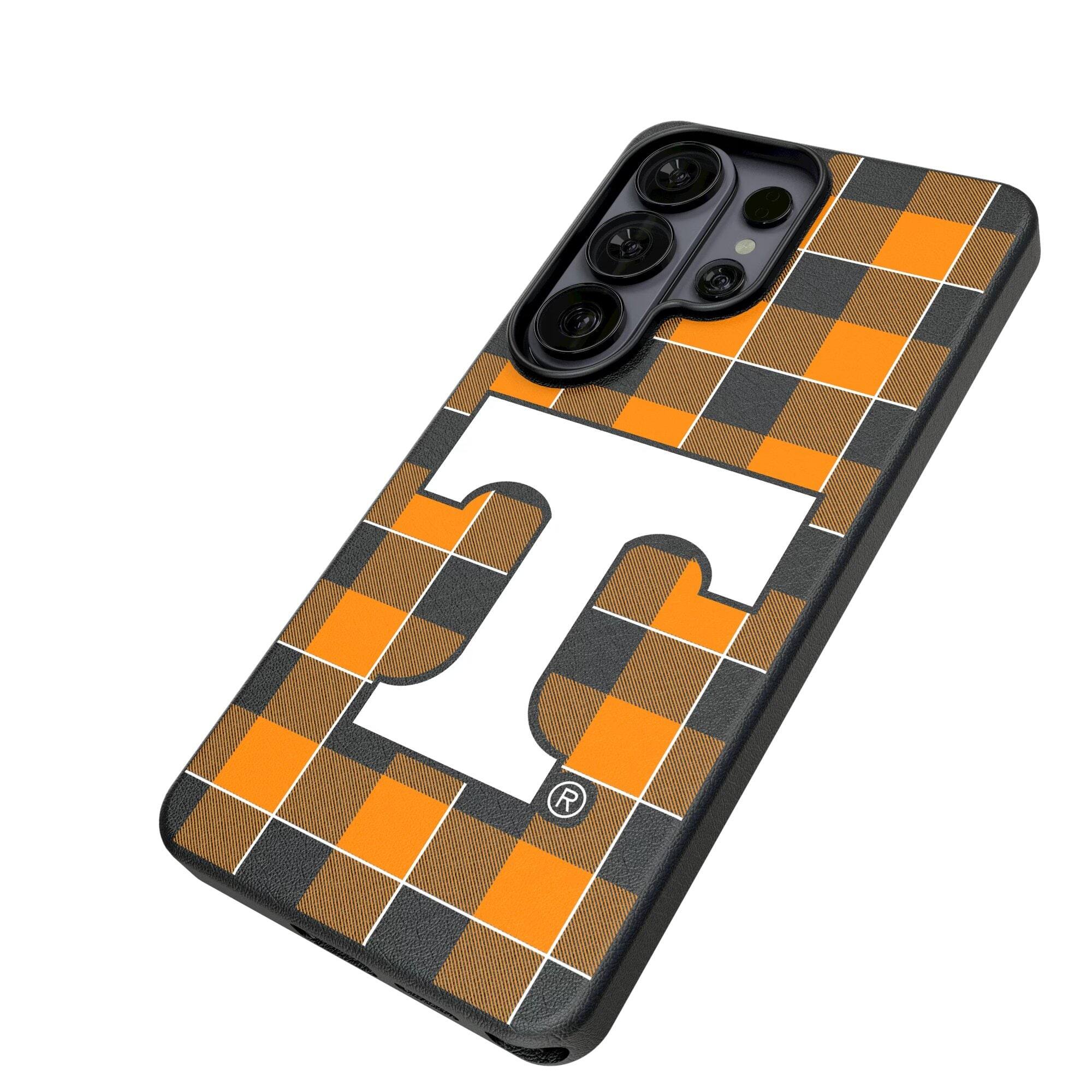 Alt View 1. Keyscaper - Tennessee Volunteers Plaid Galaxy Magnetic Bump Case - S24 Ultra - Black.