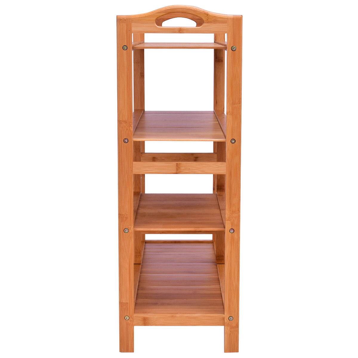 Alt View 7. Gymax - Gymax 4 Tier Multifunction Bamboo Shoe Rack Boot Tower Shelf Storage Organizer Stand - Wood color.