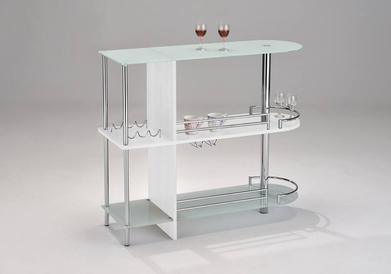 Alt View 1. Kings Brand Furniture - Kings Brand Furniture Bar Table with Two Tempered Glass Shelves and Wine Rack - White.