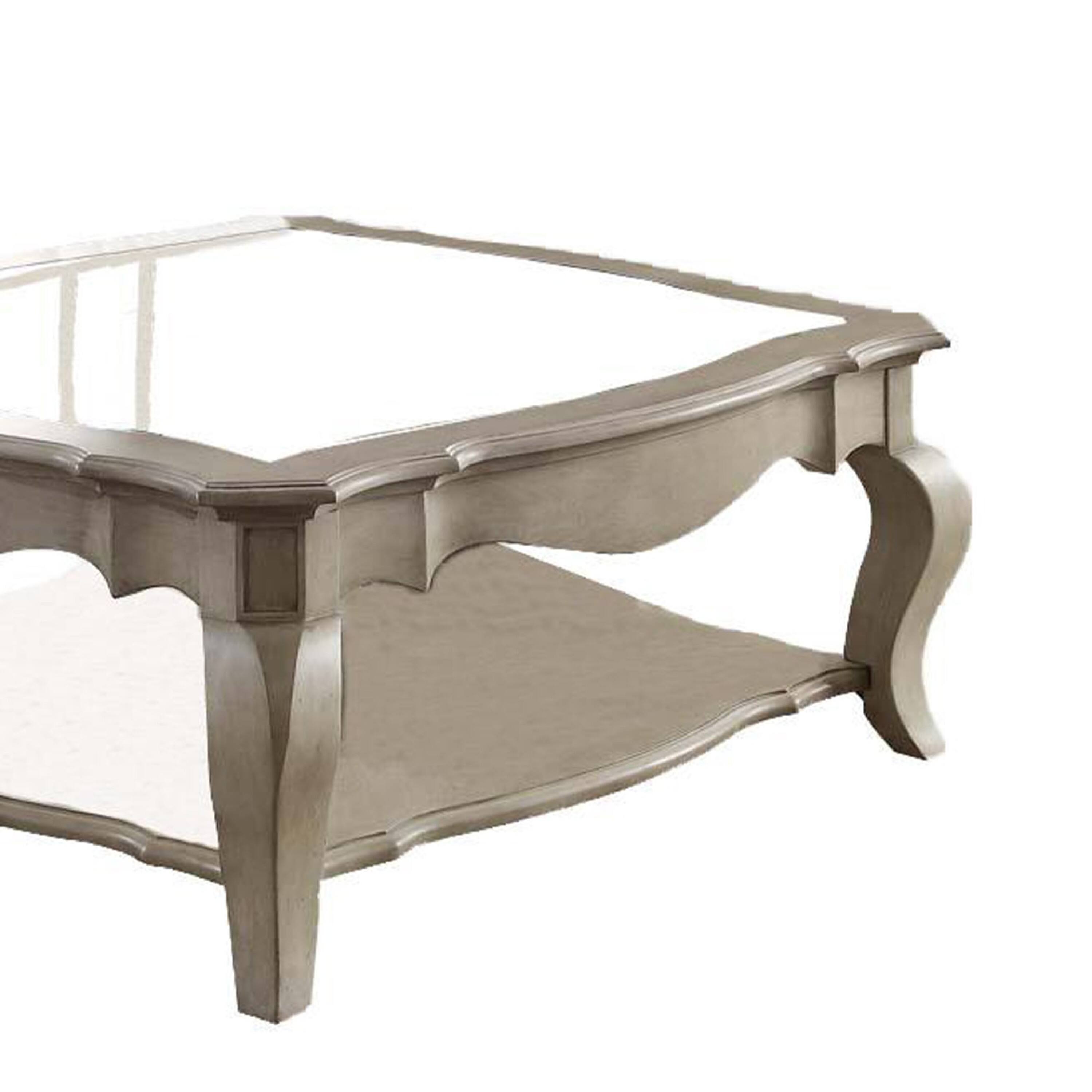 Alt View 3. Manhattan Lane - Charming Coffee Table, Brown& Clear Glass - Antique Brown,Glass.