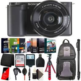 Sony - ZV-E10 Mirrorless Camera + 16-50mm Len + 32GB Accessory Kit - Black