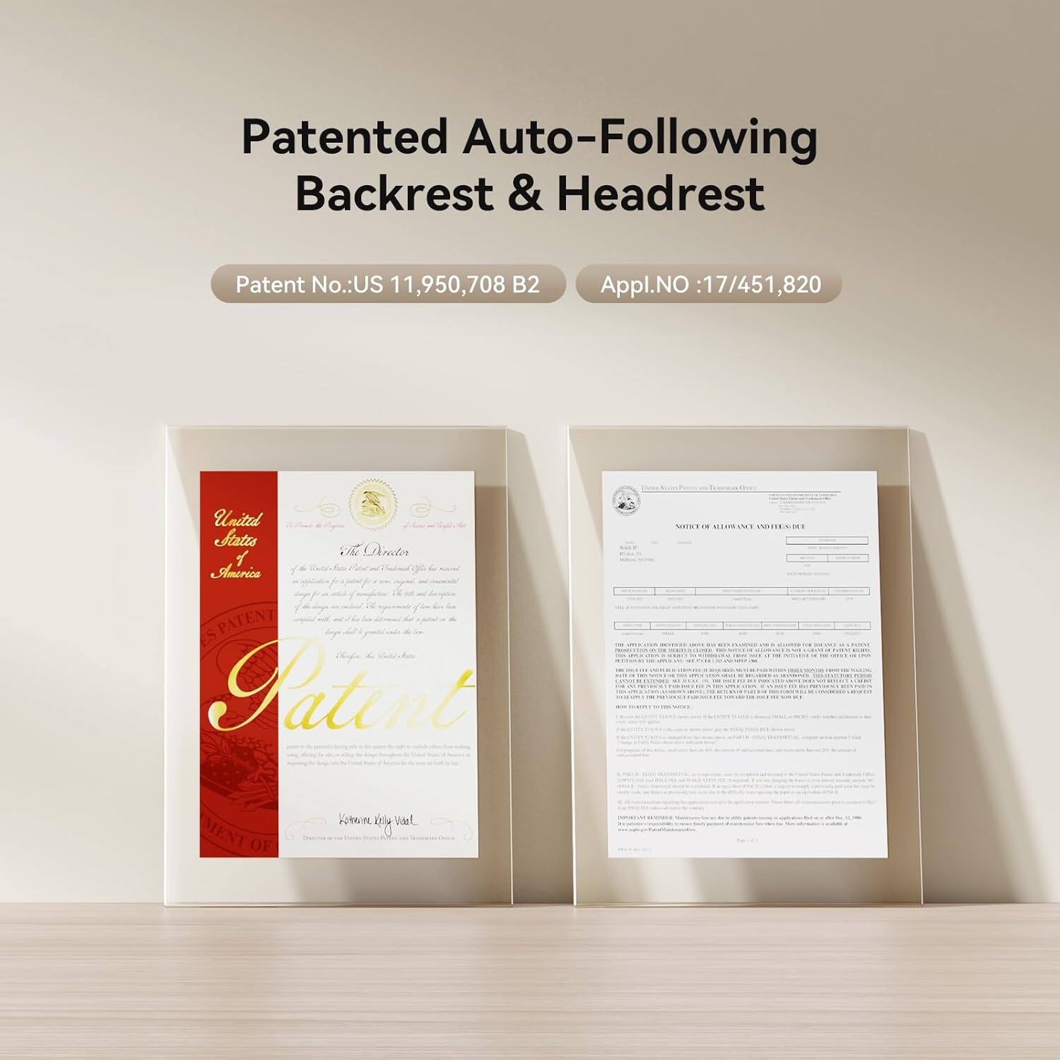 Patented Auto-Following Backrest & Headrest  
Patent No.: US 11,950,708 B2  
Appl. No.: 17/451,820