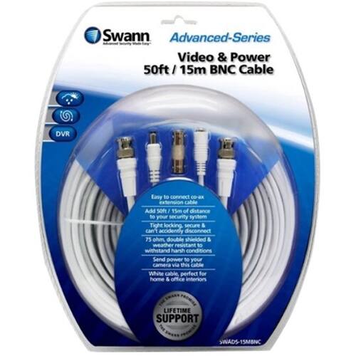 Best Buy Swann AdvancedSeries Power/Video Cable Kit White SWADS15MBNC