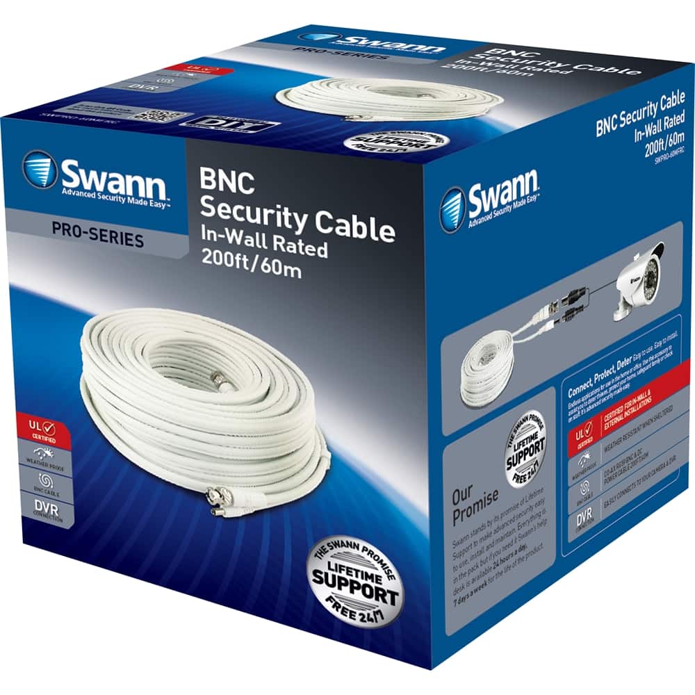 Best Buy Swann 200' InWall BNC Extension Cable White SWPRO60MFRCGL