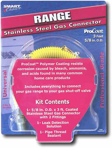 Front Standard. Smart Choice - 5/8" ProCoat Safety+PLUS Gas Connector.