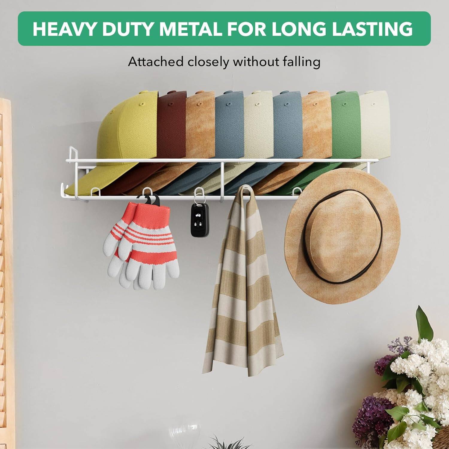 Hat Organizer For Baseball Caps - 4-Pack Storage Box Holds Up To 48 Hats, Collapsible Design With Handles, For Closet Or Bedroom (Light Gray)