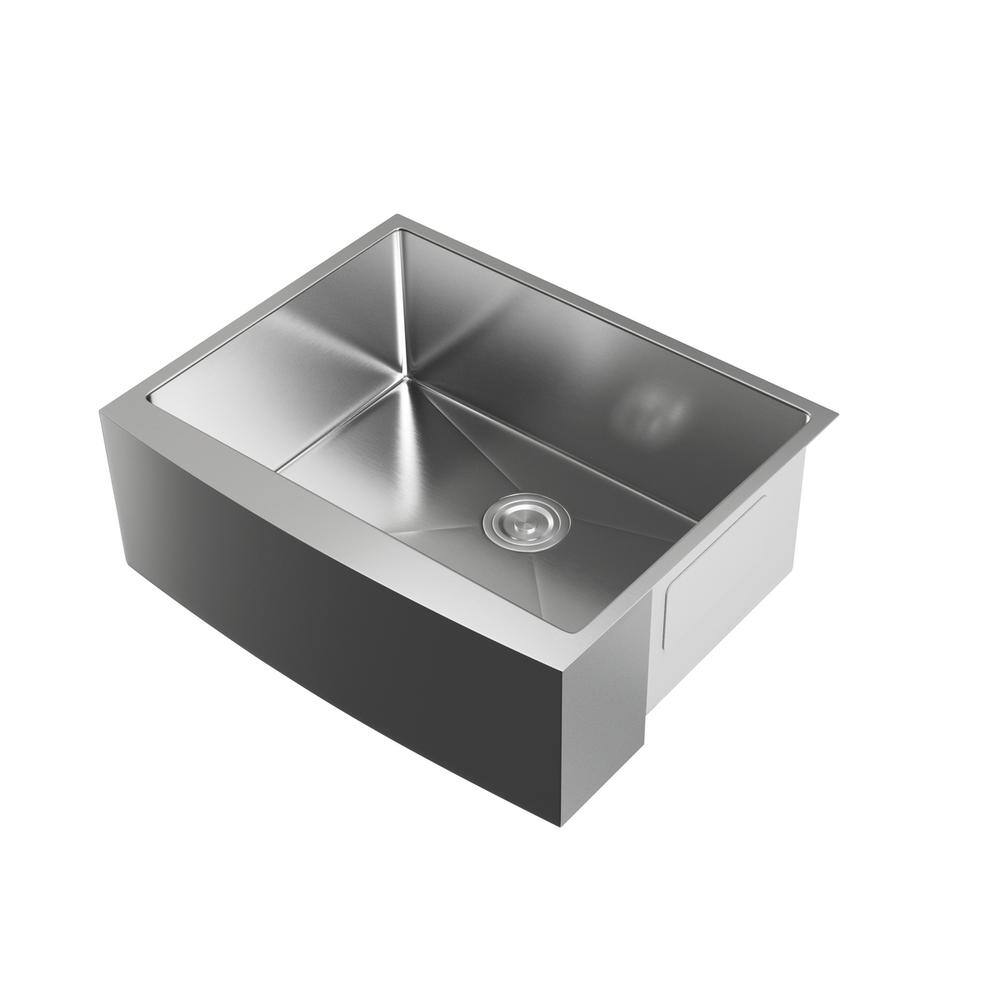 Angle. Elegant Kitchen and Bath - Stainless Steel farmhouse kitchen sink L27'' x W22'' x H10" - Stainless Steel.