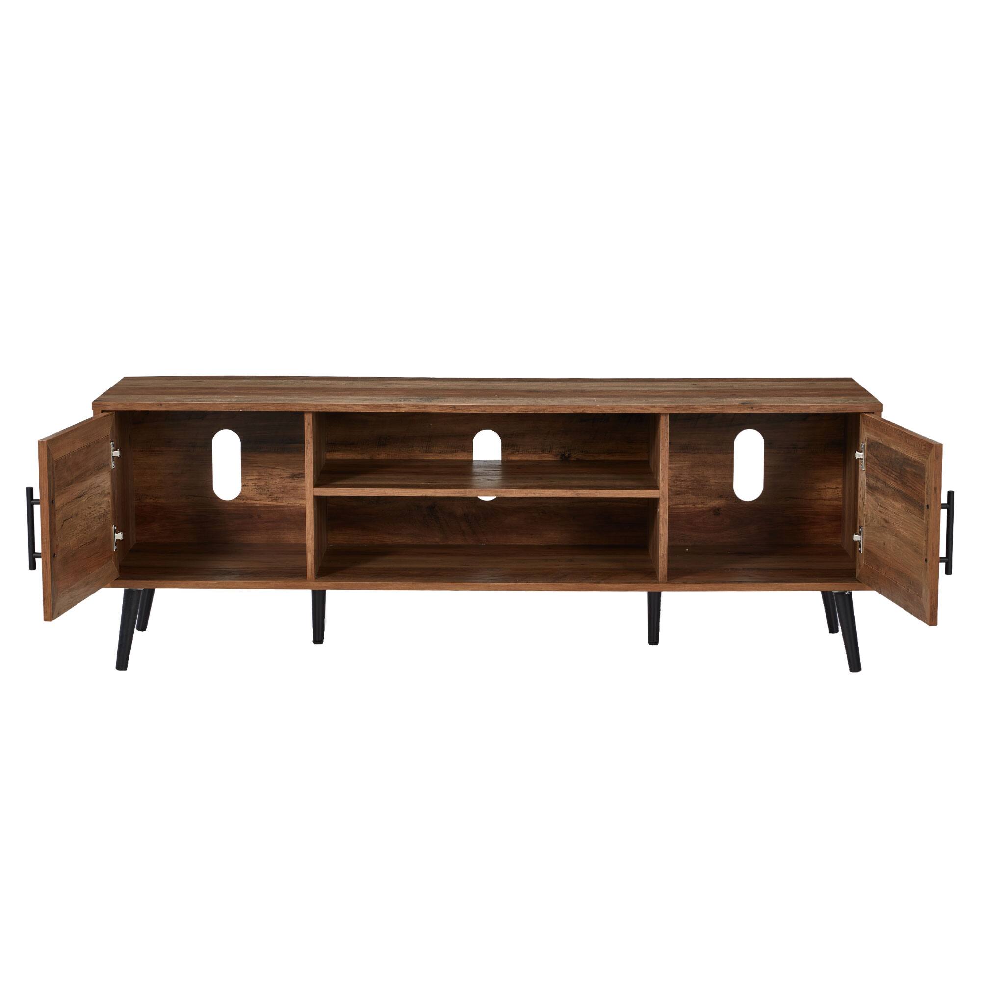 Alt View 2. JOMEED - Jomeed Mid Century Modern Wooden TV Entertainment Console with Storage Shelf - Walnut.