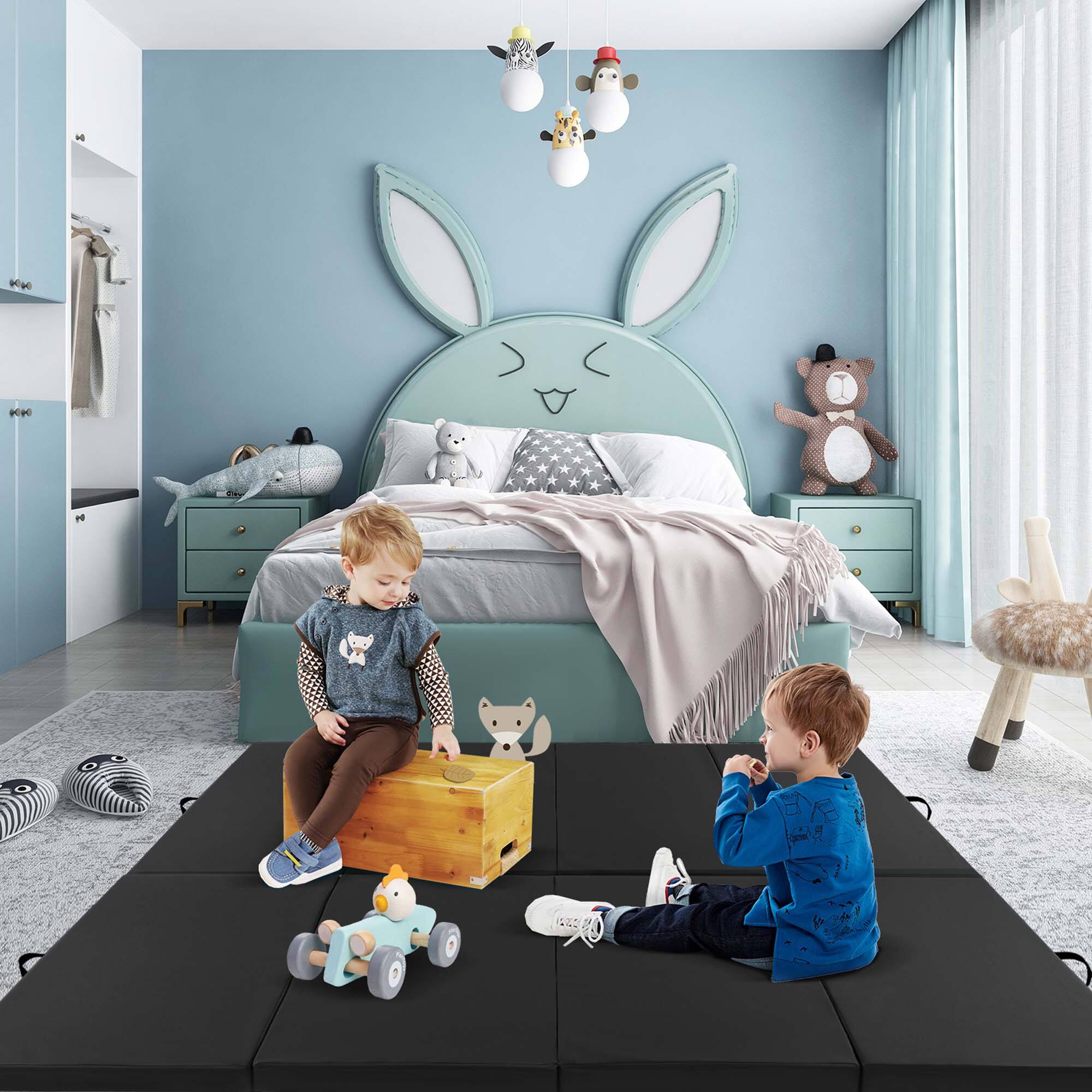 Alt View 4. Costway - Costway 10' x 4' x 2" 4-Panel Folding Exercise Mat with Carrying Handles for Gym Yoga - Black.